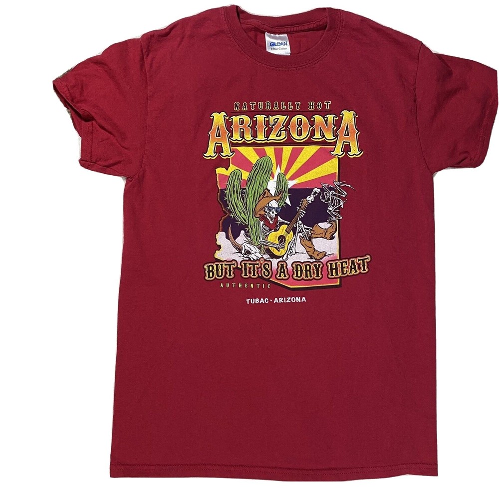 Arizona T-Shirt Skeleton Playing Guitar Hot But It's A Dry Heat Women's Sz Small